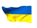 Ukraine National Flag Waving isolated on White Background